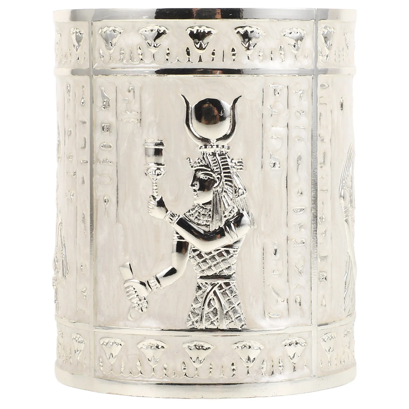 

1Pcs Egyptian God Statue Pen Holder Retro Vintage Desktop Organizer for Office Desk Living Room Bedroom Shop Decor Metal