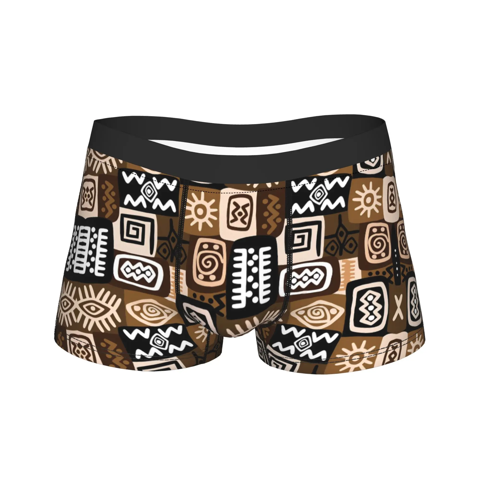 African Tribal Patterns Trunk  Pouch Underwear Trenky Customs Boxer Brief Comfortable Male Underpants Plus Size 2XL