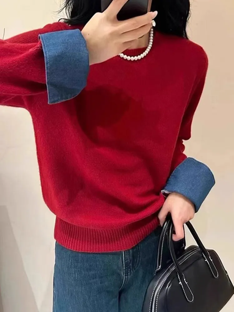 

Casual round Ne Overhead Sweater Long Sve Camere Knitted Slimming Effect Durable Straight Cut Sle Commute Suitable