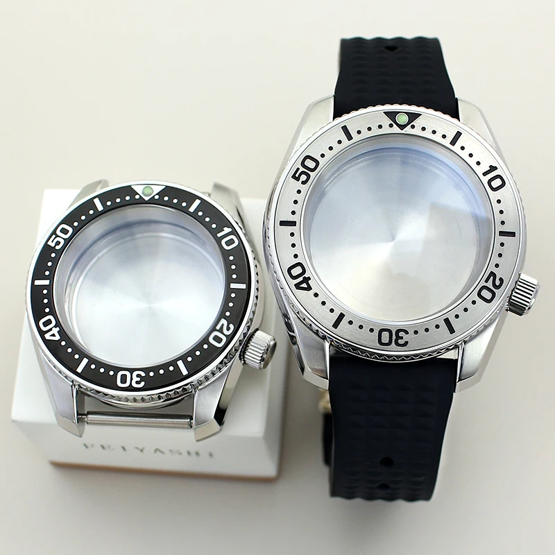 

42mm Men's Dive Watch Case Rubber Strap Solid Back Sapphire For Mod SPB185/SPB187J1 Seiko NH35 NH36 NH34 NH38 Automatic Movement