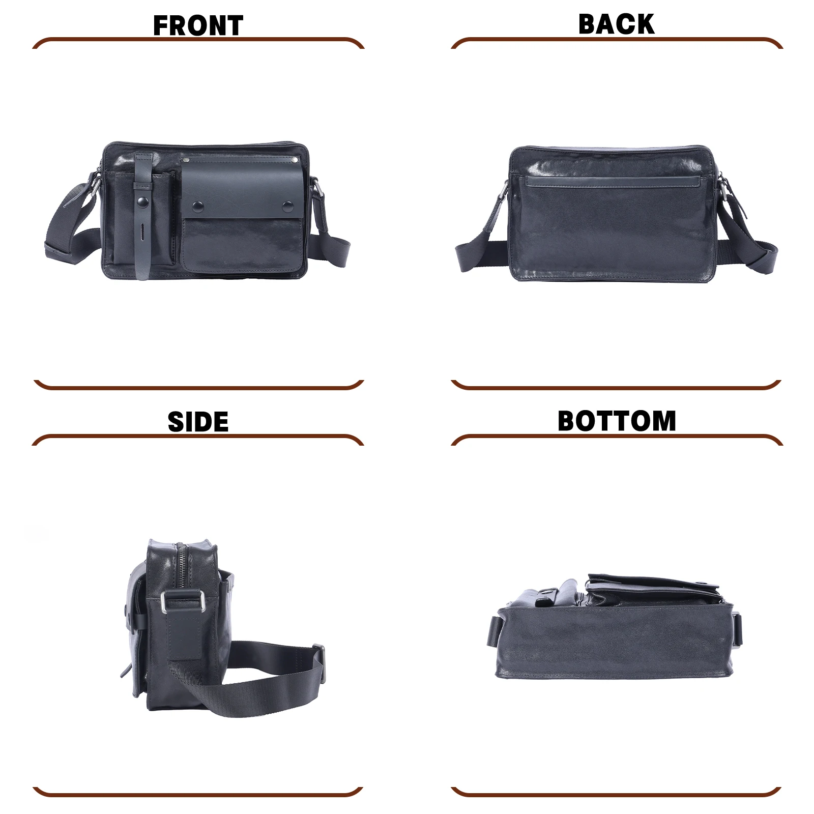 Oberschicht aus pflanzlich gegerbtem Echtleder, Herren-Umhängetasche, Crossbody-Tasche, lässiger, modischer, minimalistischer Stil – Detail 10