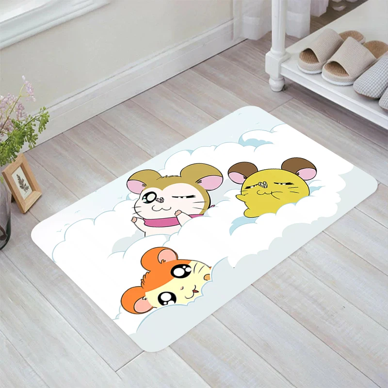 Cute Hamster H-Hamtaro Floor Mat Carpets Balcony Room Mats Rugs Doormat Entrance Door Kitchen Rug Home Foot Carpet Bathroom Bath