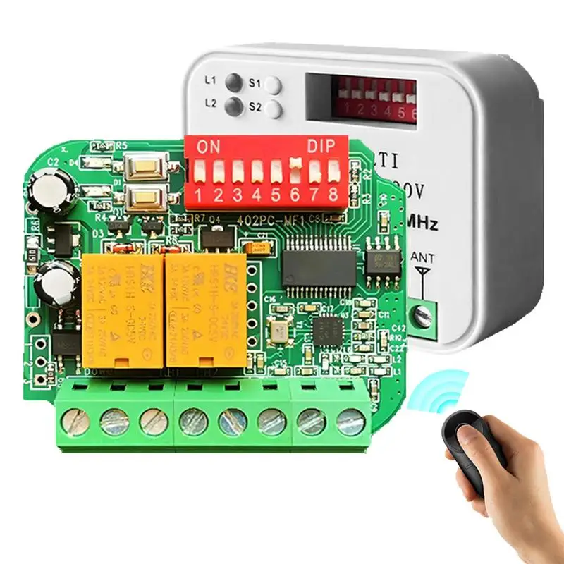 2-Channel Garage Door Receiver Transmitters 2-Channel Receiver Remote Control Gate Opener Wireless Gate Garage Door Receiver