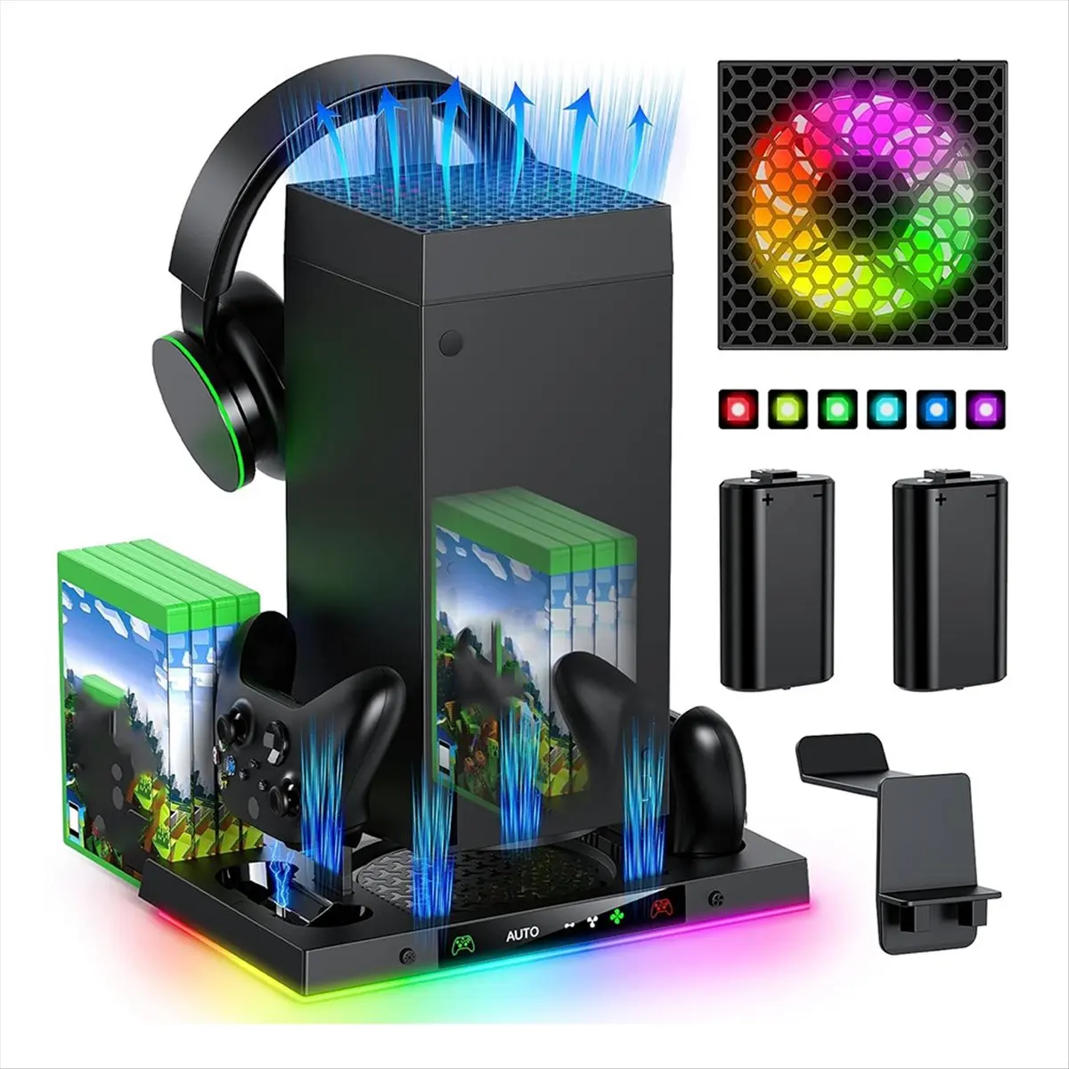 Punctual- Automatic Cooling Fan and Charging Stand for Xbox Series X Console,Wireless Dual Charger Base for XSX Controller view 2