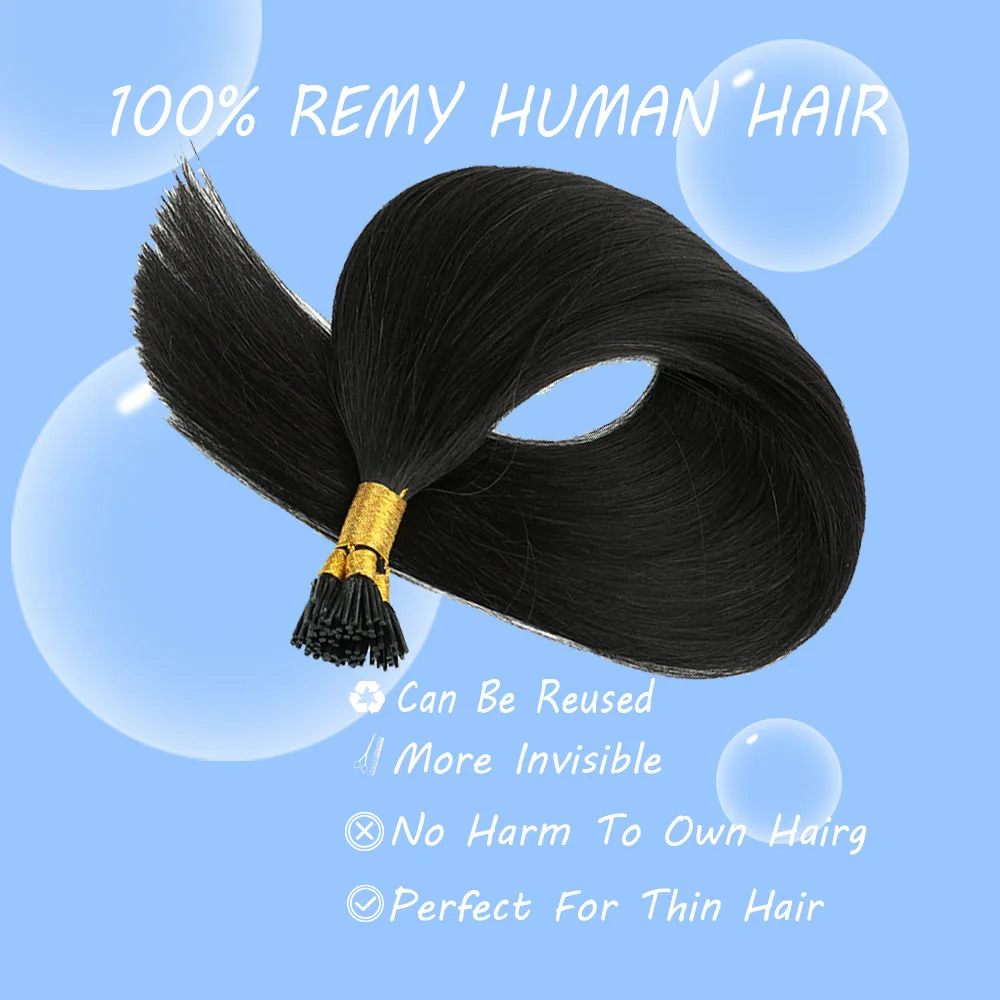 Eu ponta extensões de cabelo cabelo humano eu ponta extensões de cabelo cabelo humano real natureza preto eu dicas extensões de cabelo humano real para mulher