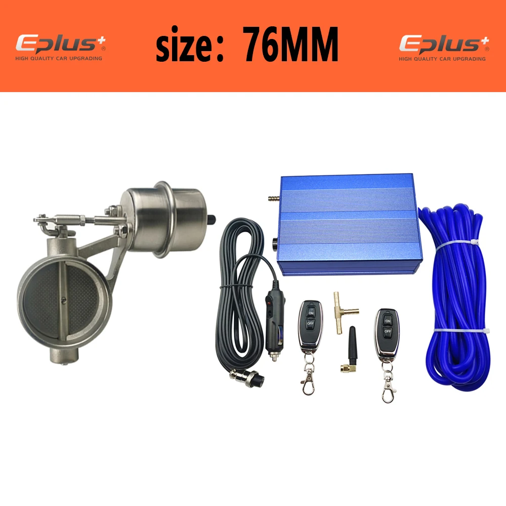 EPLUS Universele Auto Uitlaatpijp Systeem Regelklep dempers Vacuüm Controller Apparaat Afstandsbediening Schakelaar 51 63 76 MM Blauw