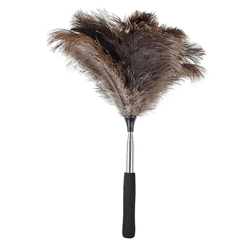 AA77 2X Extendable Ostrich Feathers Duster Up To 17-45Inches Feathers Long Handle Reusable For Cleaning Ceiling Fan
