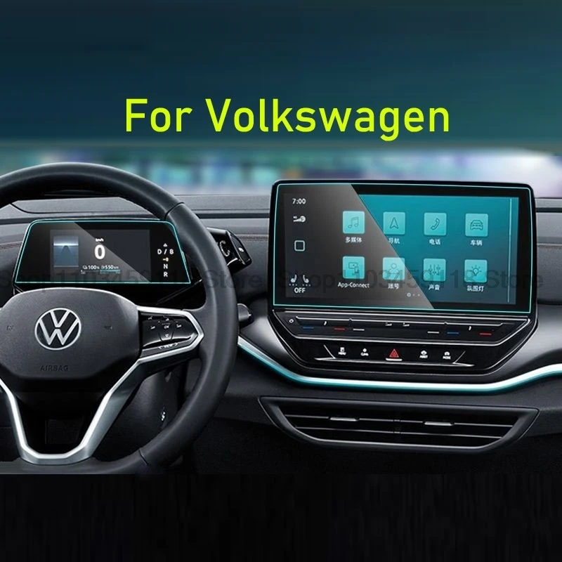 

Screen protector Tempered GlassFor Volkswagen ID.4 CROZZ,ID.6 CROZZ 2021-2024 12 inch car GPS Navigation and 5.3inch instrument