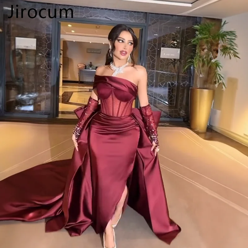 

Jirocum вечернее платье русалки на одно плечо, женские элегантные вечерние платья, роскошные перчатки из бисера, платья для выпускного вечера по индивидуальному заказу