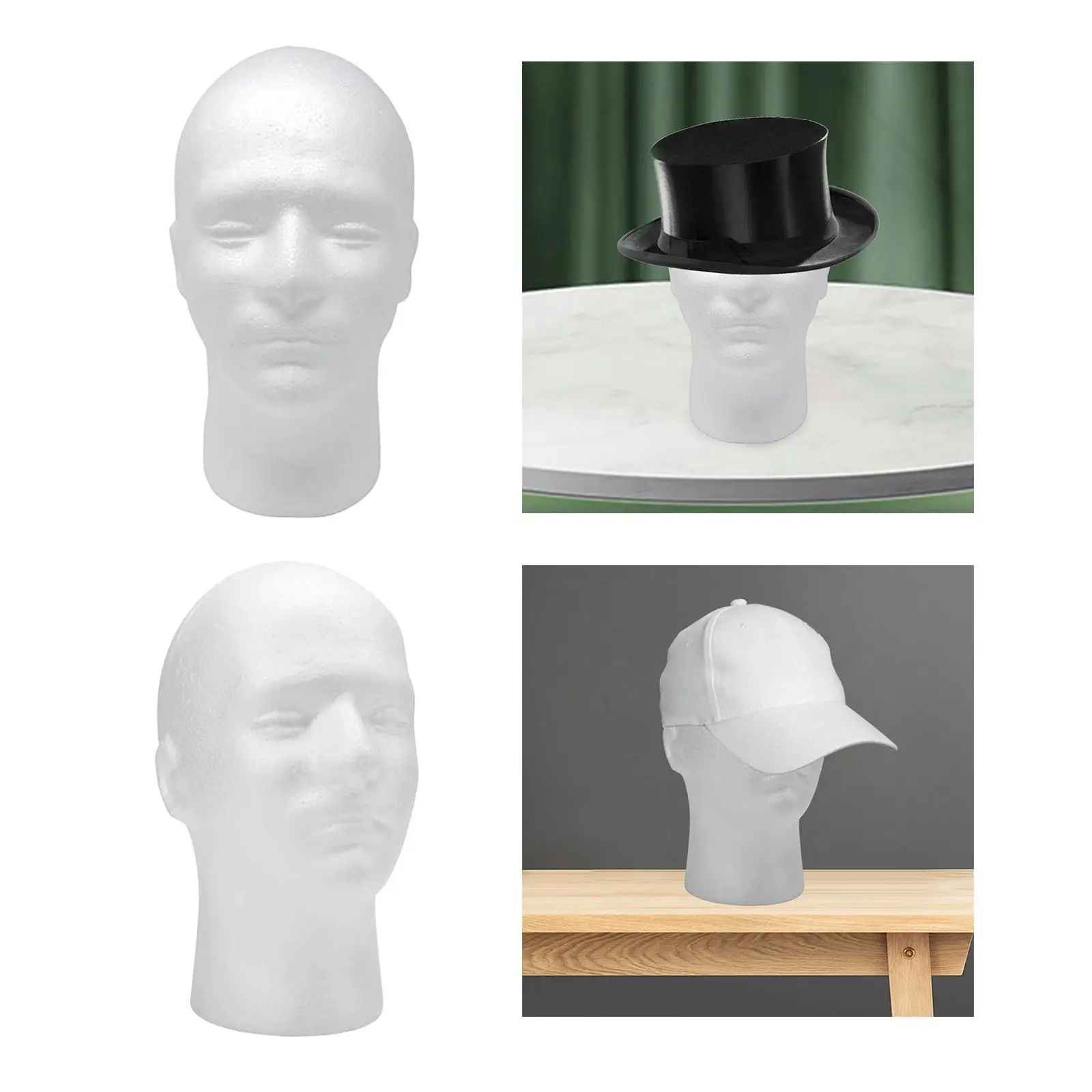 2x Schaumstoff-Männchenkopf, weißer Ständerhalter für Schmuck, Schals, Zuhause, Salon, Hüte