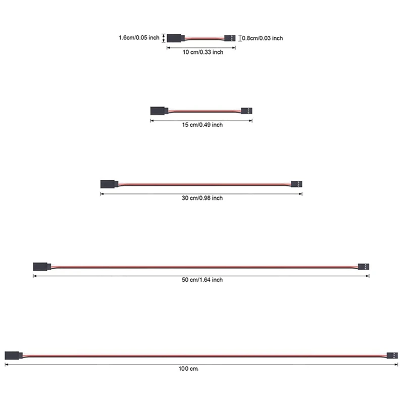 25 Pcs JR Style Servo Extension Cable,Servo Cables,Male to Female JR Plug, RC Servo Extension Lead Wire for RC Car