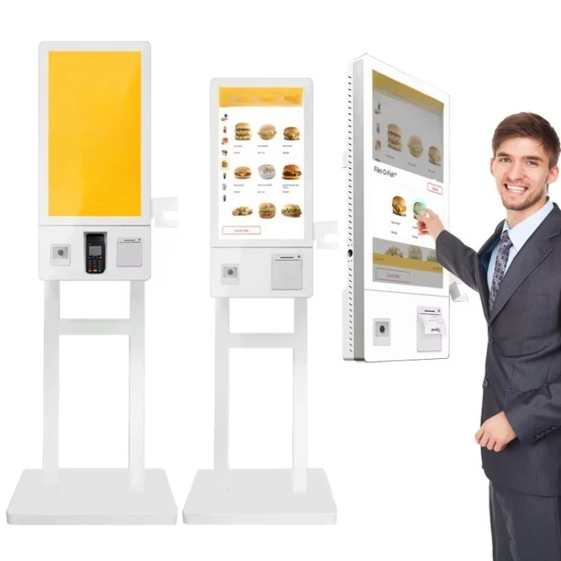Fast food kiosks offer quick ordering machines for restaurants
