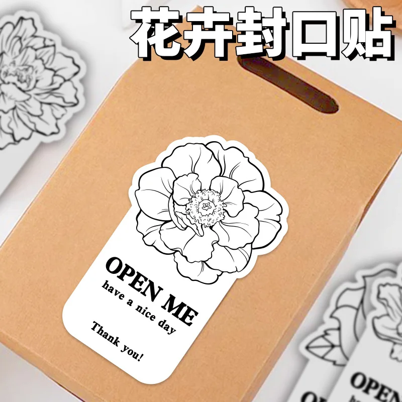 

50pcs/bag Flowers Thank You Stickers For Small Business Package Self-adhesive Decorative Seal Lables For Business Box Mailer Bag