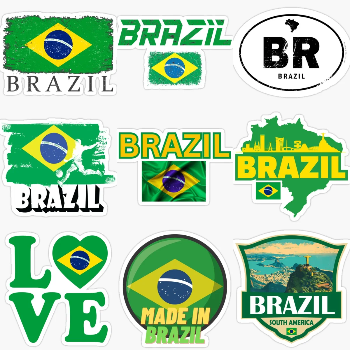 

BR Brazil Flag Map Emblem PVC Creative Car Stickers for Car Bicycle Window Helmet Wall Fridge Decoration Customizable Size