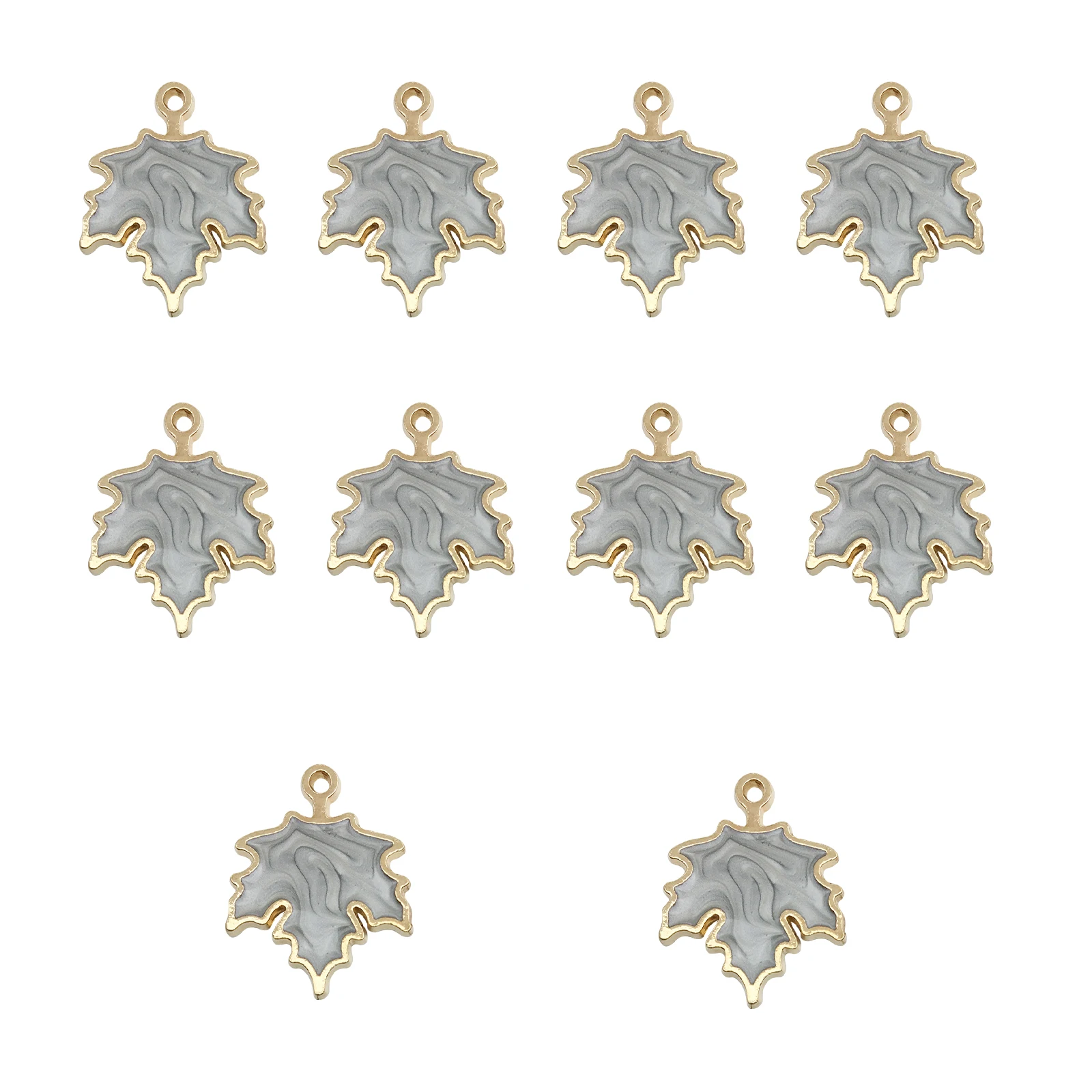 10Pcs Autumn Maple Leaf Charms for DIY Jewellery Making