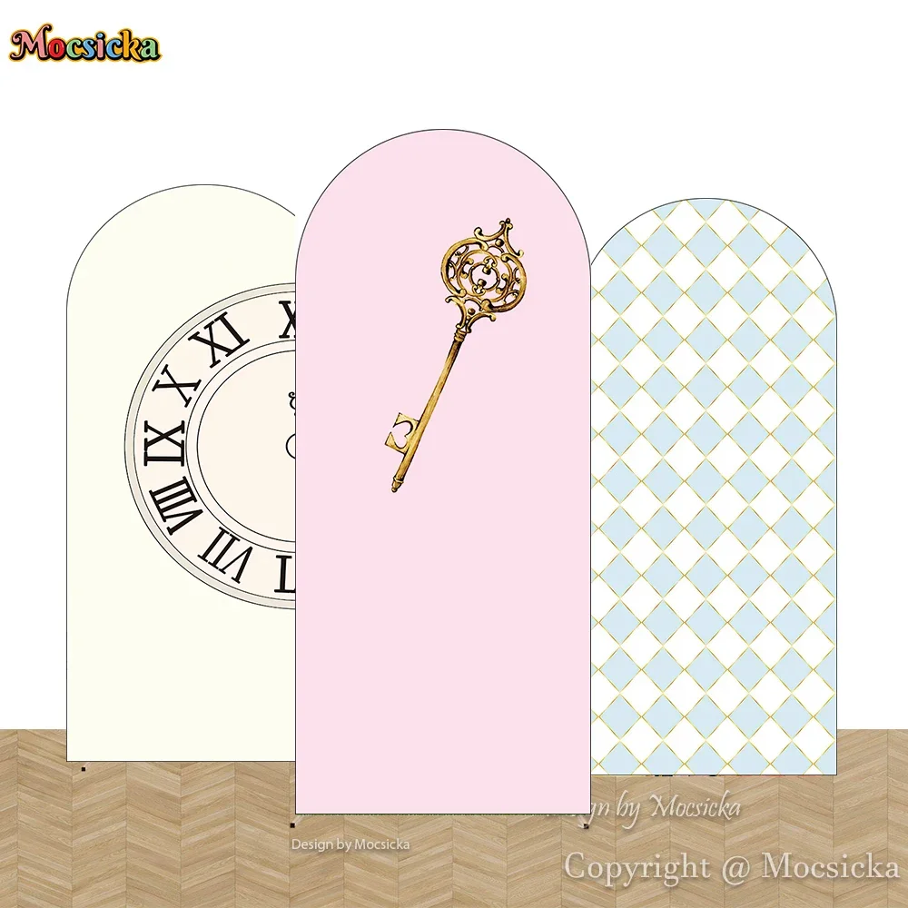 Mocsicka أليس في بلاد العجائب حفلة مقوسة خلفية عيد ميلاد فتاة الشاي حفلة التصوير زهرة ساعة الجيب خلفية صورة طفل