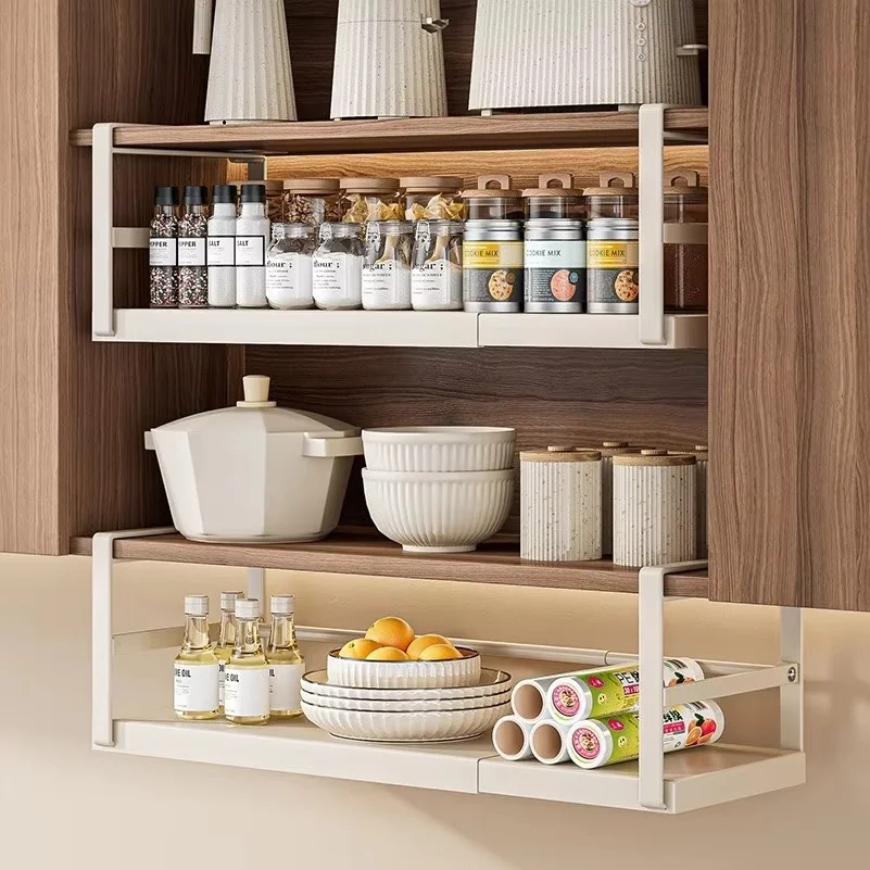 Adjustable Expandable Cabinet Organizer Shelf Multi-Tier Spice Rack for Kitchen Pantry Spices Bottles Seasoning Storage Shelf