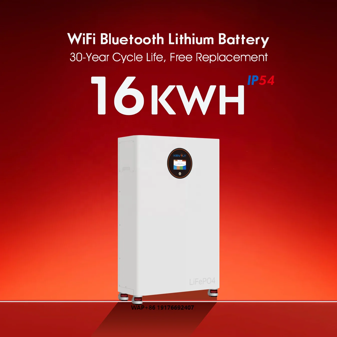 

KEVOLT IP54 Solar Battery With WiFi and Bluetooth Home Energy Storage LiFePO4 Battery 16kWh Lithium Battery