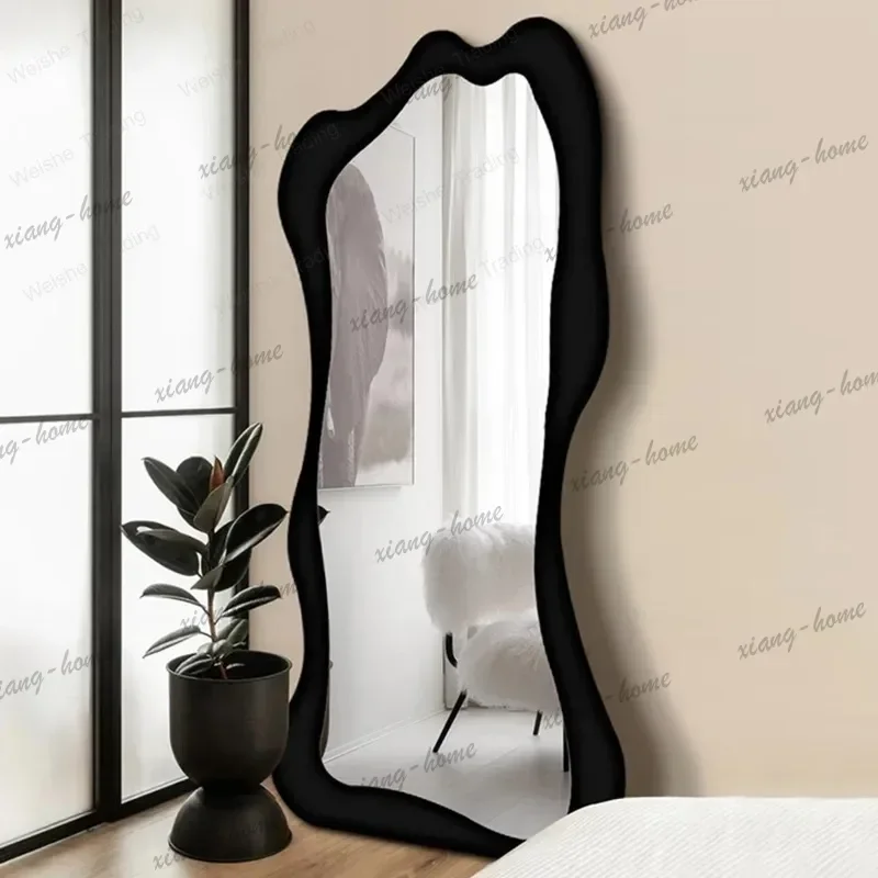 LD Light luxury wave special-shaped floor full-length mirror, artistic French full-length mirror