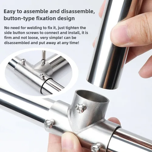 Imagen 2 del producto 1 Uds nuevo conector de tubo de codo recto en T de acero inoxidable 2/3/4/5/6 accesorios de tubería de vías 19/25/32mm junta de tubo herrajes para muebles