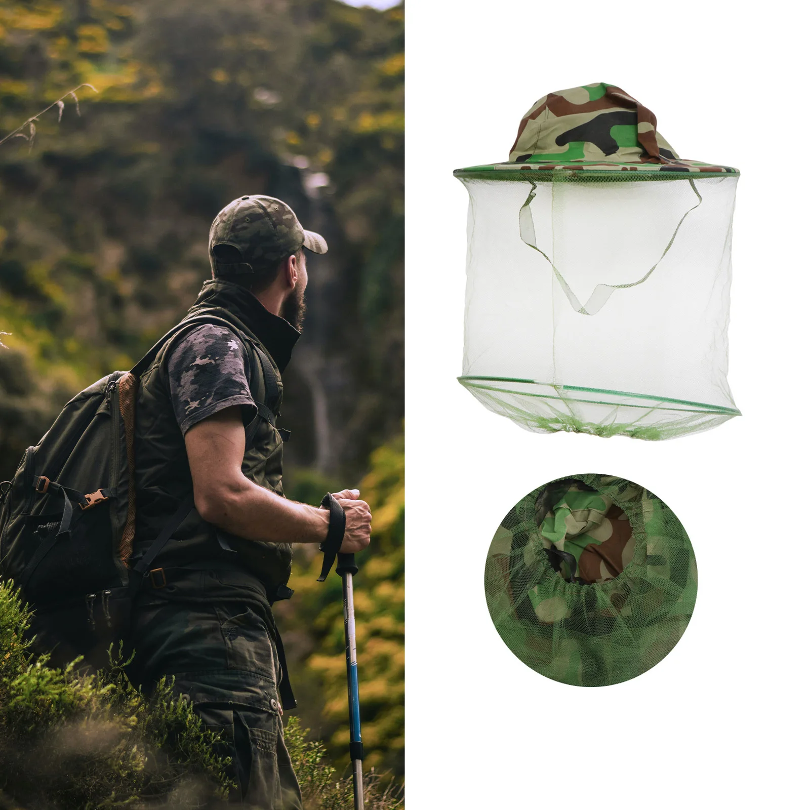 التمويه شال قبعة بحافة مع ناموسية الحرير الساتان الحشرات مقاومة قبعة واقية لتربية النحل التخييم في الهواء الطلق التنزه