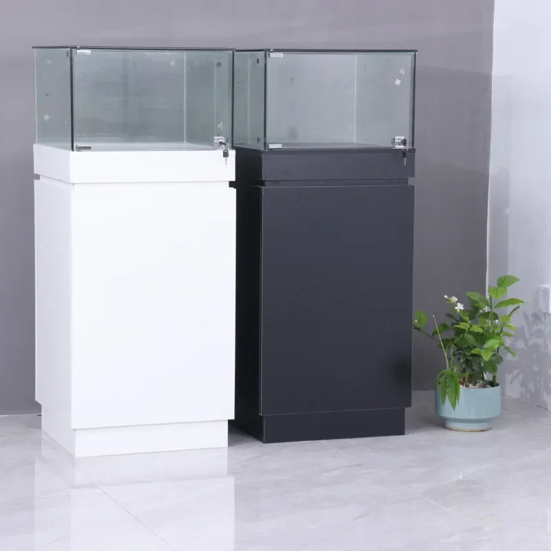 Glass Display Cabinet Antique Porcelain Stone Statue Cabinet Exhibition Cabinet