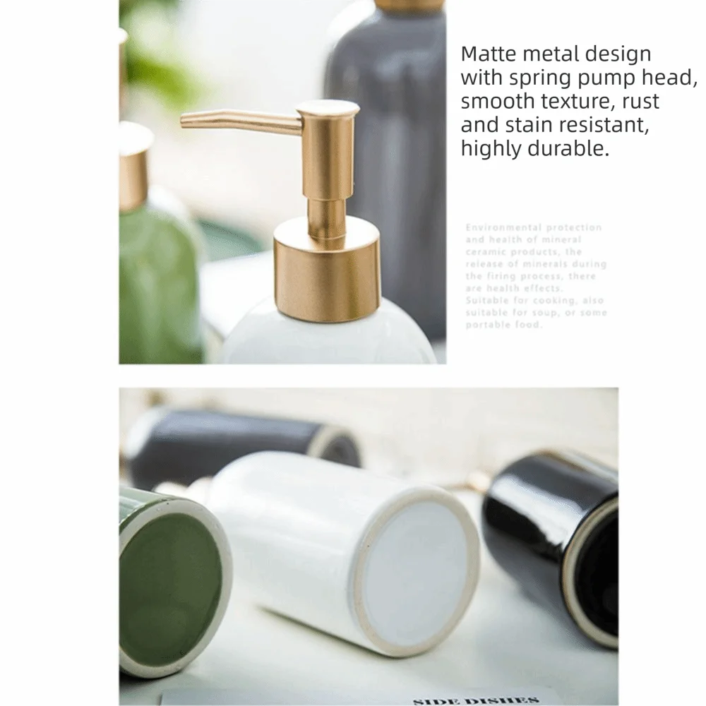 

Empty Ceramic Soap Dispenser Press Type Refillable Liquid Pump Bottle Portable Leakproof Hand Sanitizers Container Shower Use