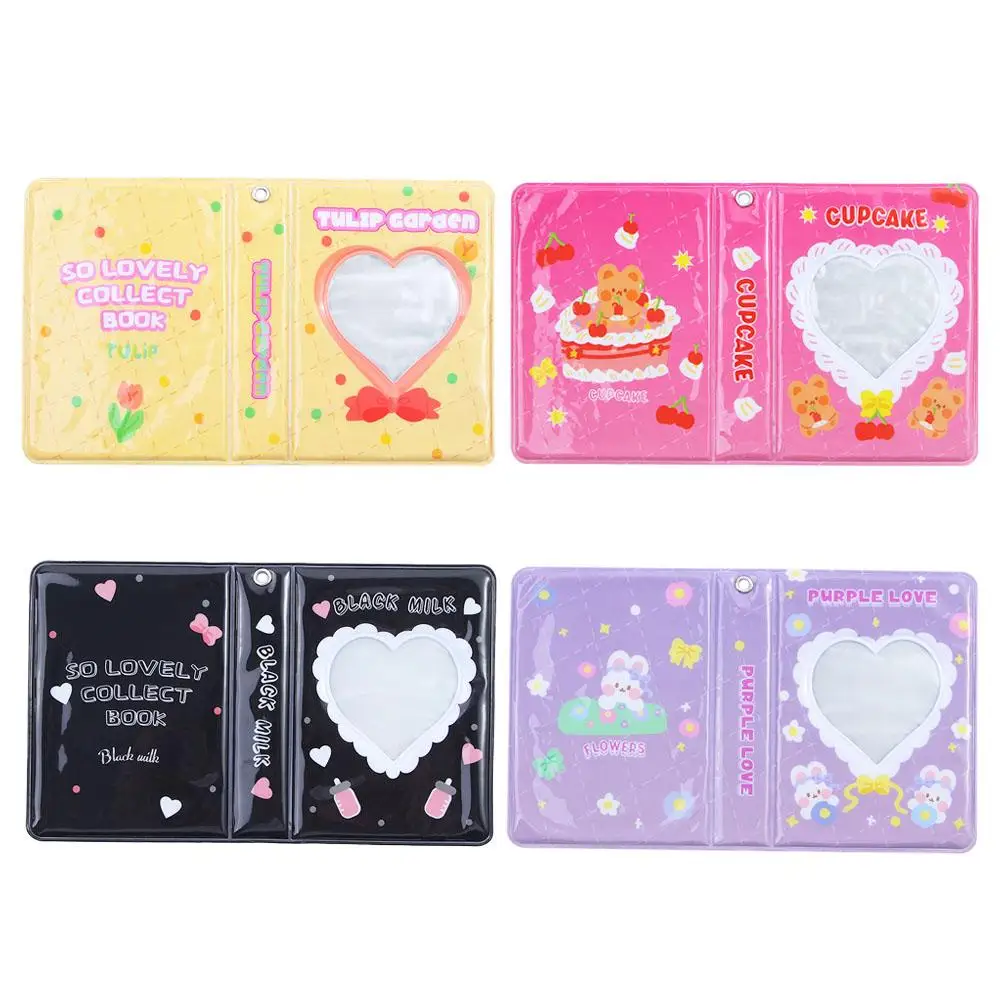 Cute Bear Strawberry Cake 3 Inch Polaroid Album Star Love Bean Album Small Card Storage Book Lace Heart Cutout