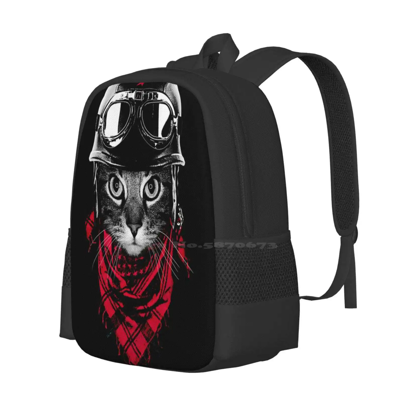 Adventurer Cat Large Capacity School Backpack Laptop Bags Cute Cat Adventurer Pilot Cute Animals Trending Pop Culture Cool