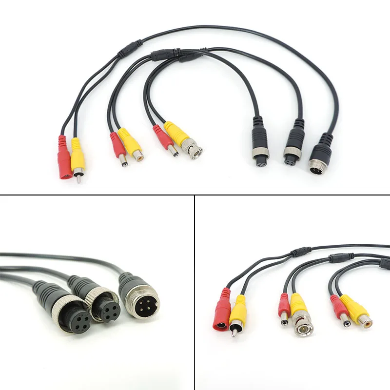 M12 4Pin male female Aviation Head to BNC DC RCA Male Female Extension Connector Cable Adapter K5