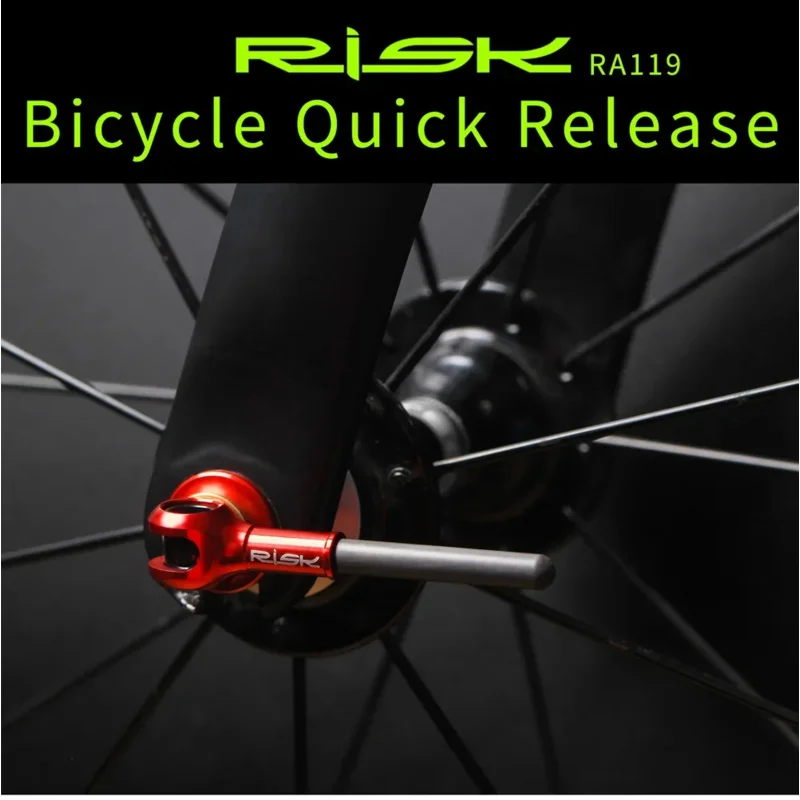 

RISK Titanium MTB Road Bicycle QR Skewer Lever Wheel Hub Skewer Ultralight Ti-Axis Carbon Fiber-Handle Quick Release Skewer