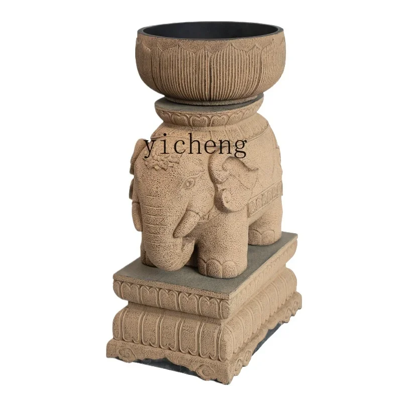 TQH Chinese garden layout art elephant flower pot outdoor courtyard decoration villa entrance large flower pot ornament