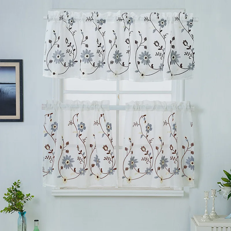 New Japanese and Korean kitchen short curtain coffee curtain plant petals fresh decoration