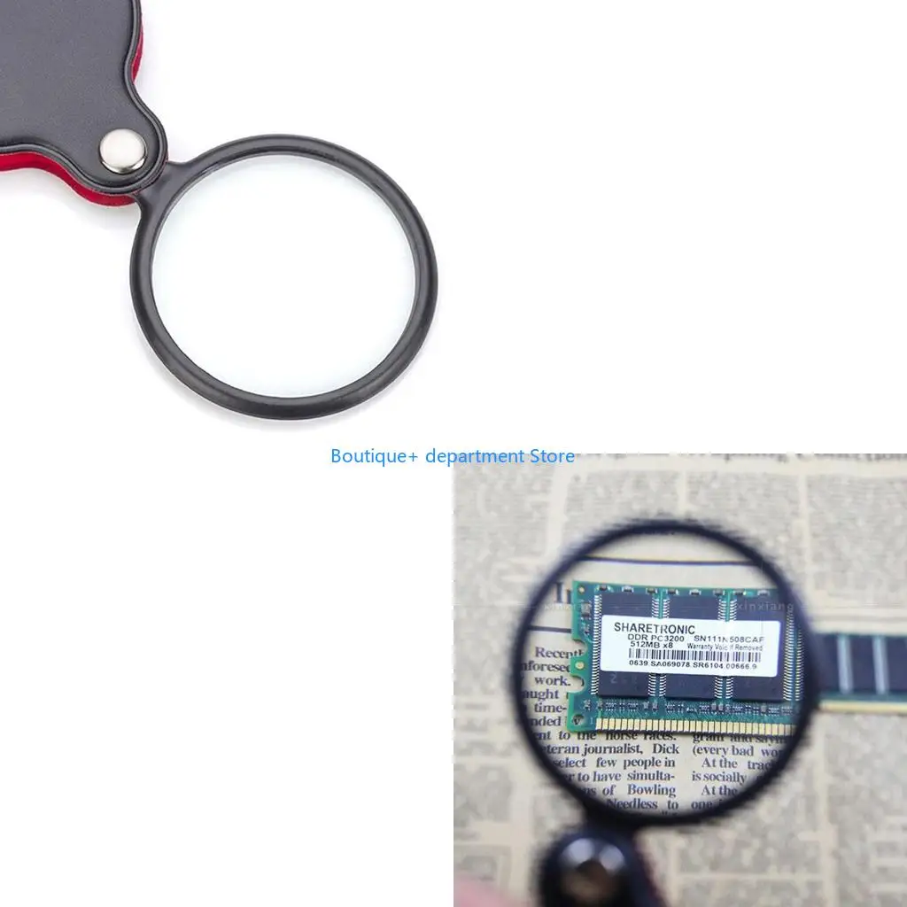 E1PD Folding Pocket Magnifier Loupe with Rotating Protective Holster Leather