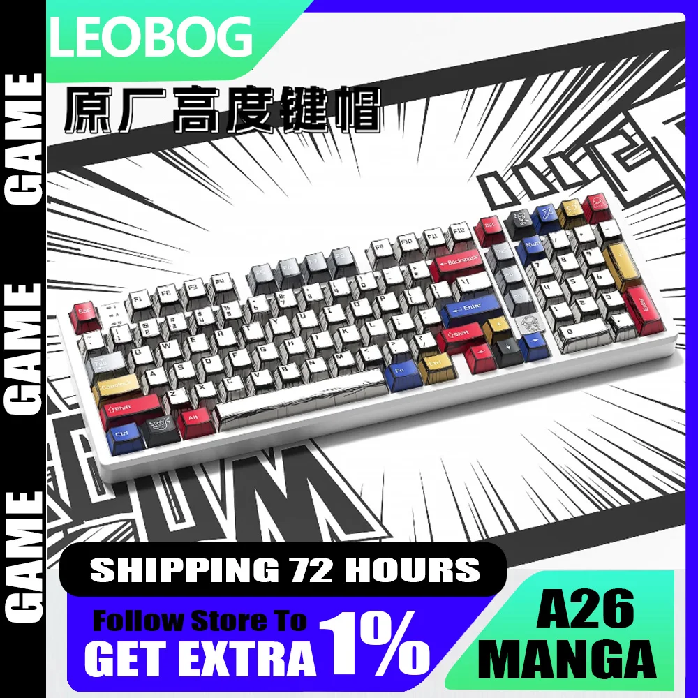 

LEOBOG A26 Manga Theme PBT Keycaps Cherry Profile Dye-Sublimated for Hi8 Hi75 F75 Unique Design Suitable for Various Scenarios