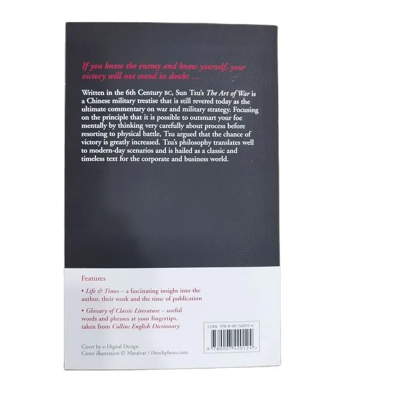 Angielskie oryginalne słońce Tzu sztuka wojny chińskie starożytne klasyczne książki wojskowe Sun Zi Bing Fa siedem klasyków wojskowych