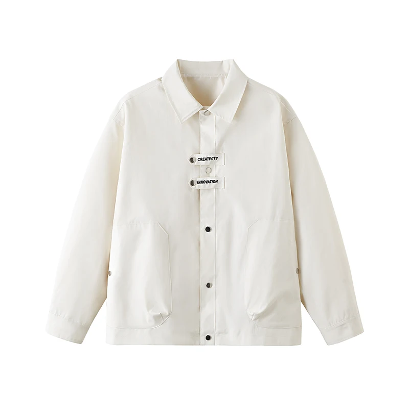Men's M-XXXXXL Lapel Long Sleeve Solid Color Jacket Single-Row Snap Button Loose Fit Casual Flight Outerwear for Spring Autumn