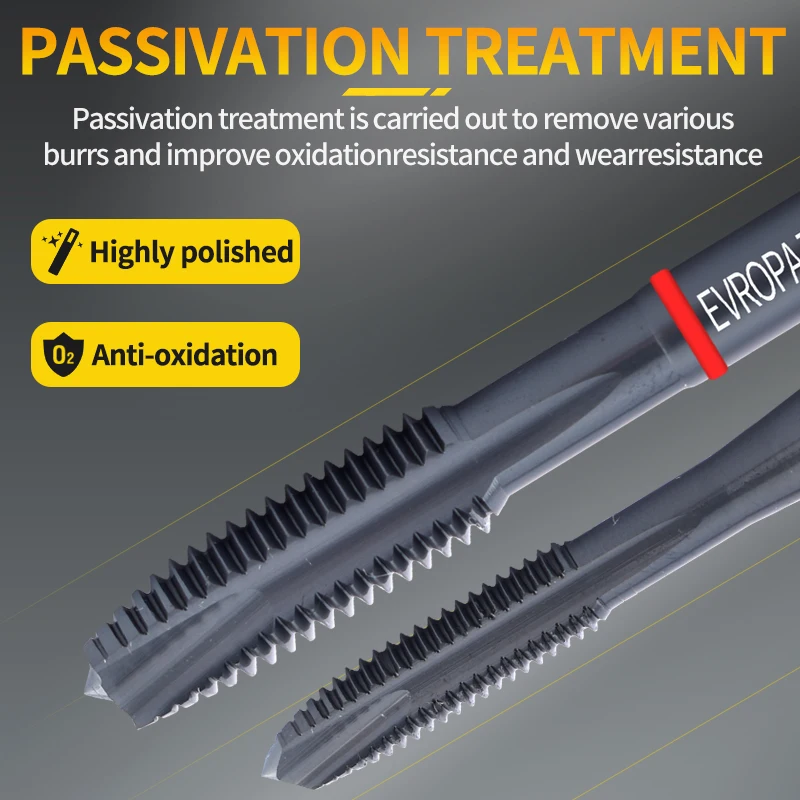 EVROPA HSS-Co Spiral Point Taps JIS OX Coated Red Ring UNC/UNF 0-80 to 3/4-10 Machine Screw Threads