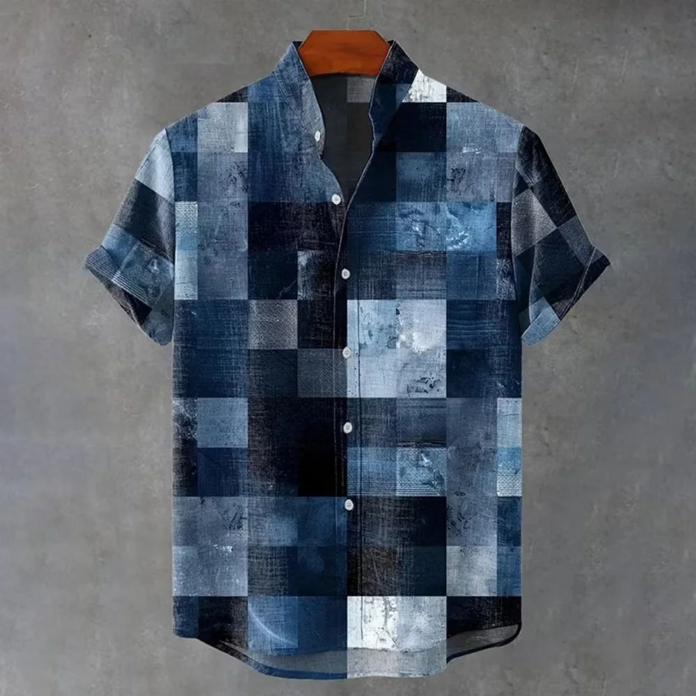 New ink wash raccoon flower cat Tibetan blue dragon red sun Japanese seal carved bird print men's short sleeved shirt