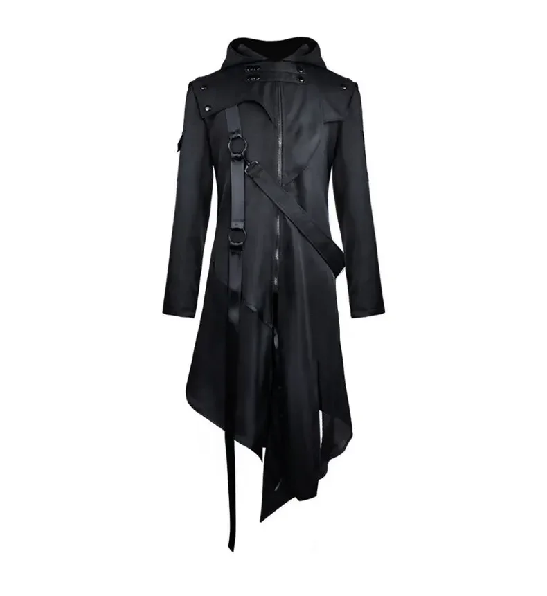 ยุโรปและอเมริกายุคกลาง Gothic Men's Black Coat