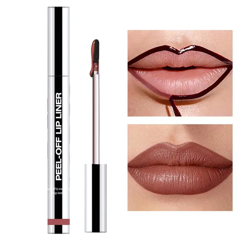 تقشر الشفاه بطانة ماتي الشفاه بطانة تقشر ملمع الشفاه مقاوم للماء المخملية خط الشفاه الأحمر البني ليس من السهل تتلاشى أحمر الشفاه مستحضرات التجميل #3