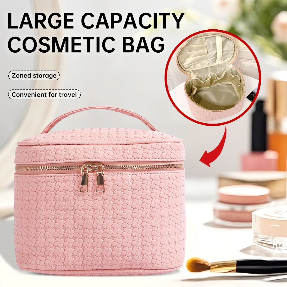 

Косметичка, большая вместительная, портативная сумка для туалетных принадлежностей, сумка для украшений, дорожная сумка для хранения косметики в клетку, женская косметичка, элитный подарок