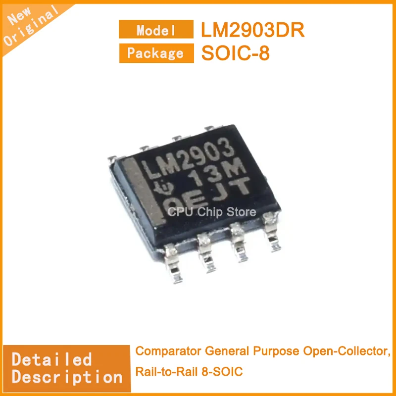 50Pcs/Lot  New Original LM2903DR  LM2903  Comparator General Purpose Open-Collector, Rail-to-Rail 8-SOIC