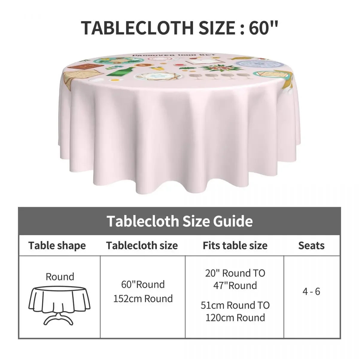 Passover Icon Set With Seder Plate Hagadah And Wine Round Table Cloth Pink Table Cover Tablecloths Wedding Table Decoration