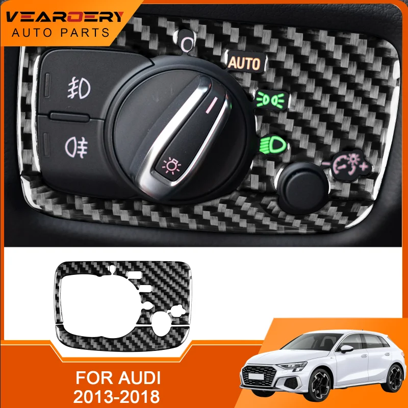 

For Audi A3 S3 RS3 8V 2013-2018 genuine carbon fiber automotive headlight switch decorative frame in accessory design