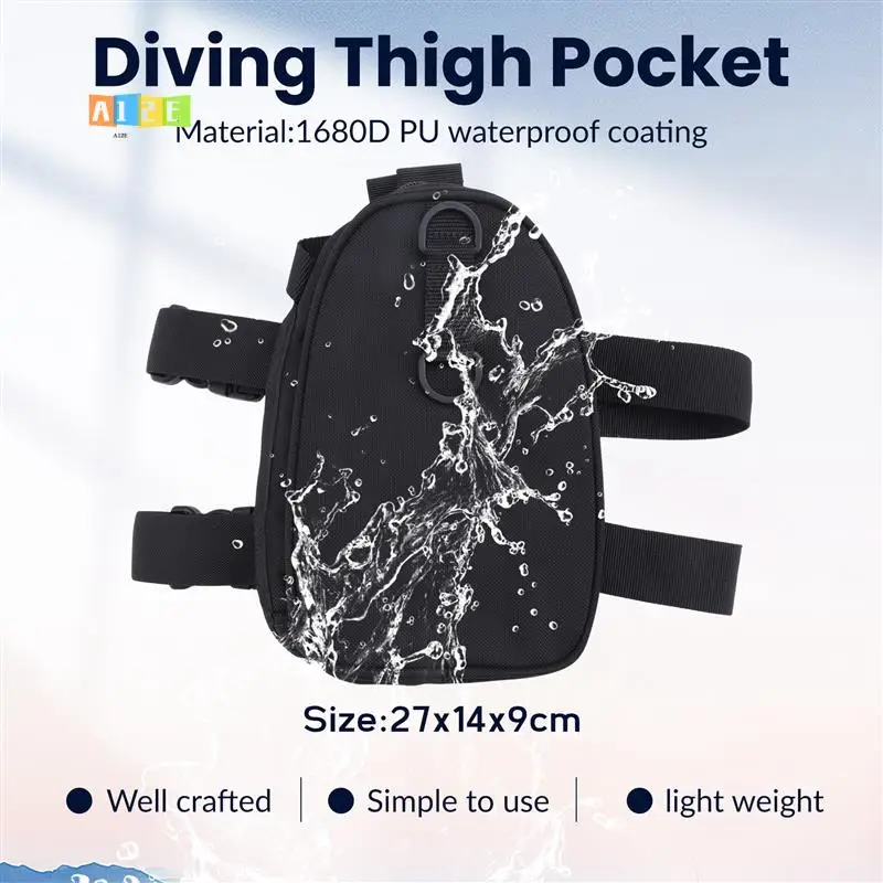 

A12E-Diving Thigh Pocket Diver Zipper Storage Pouch With Leg Belt Straps Diving Cargo Bag For Technical Scuba Divers