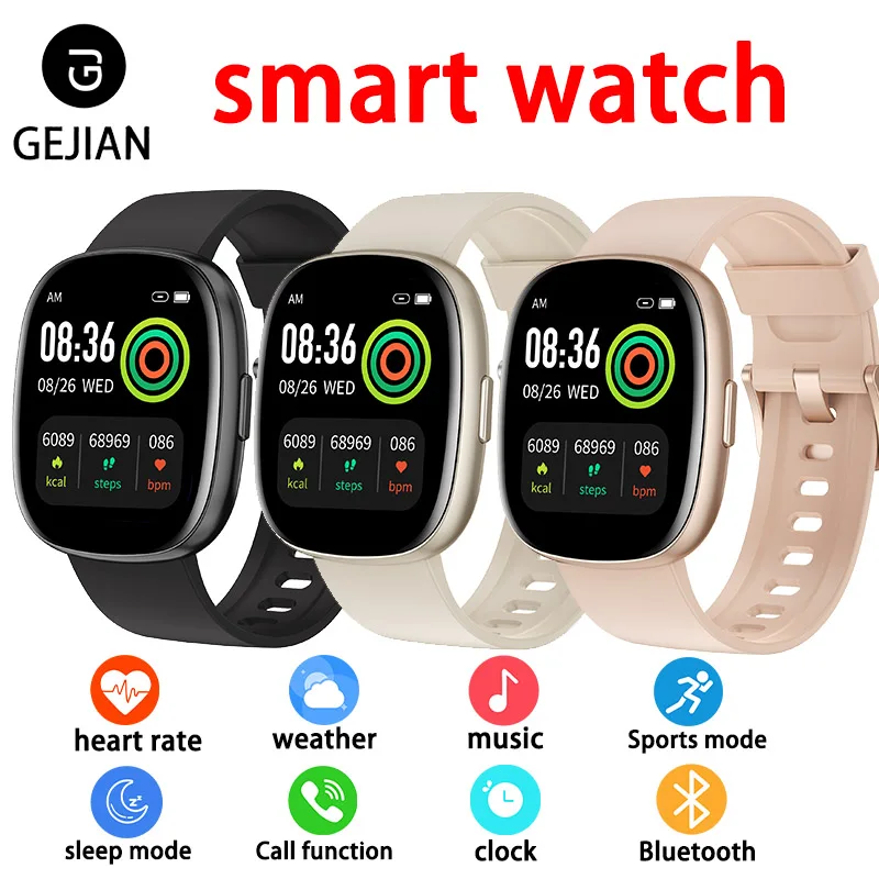 

GEJIAN Новые мужские умные часы 1,3-дюймовый TFT-экран 240*284 HD-экран IP67 Водонепроницаемые часы с мониторингом сердечного ритма Новые часы для пар