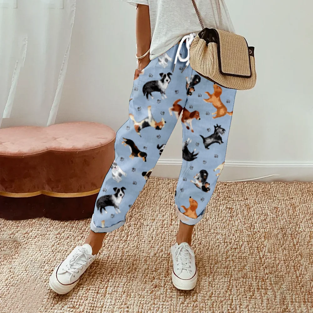 Spring Animal Pants Summer Casual Drawstring High Waist Trousers Women Y2K Clothes Oversize Pants Streetwear Cute Pantalon