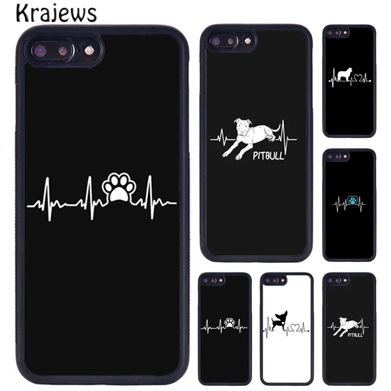 Krajews Love dogs heartbeat Protective Phone Case For iPhone 16 15 14 XR XS 11 12 mini 13 Pro MAX Plus cover coque