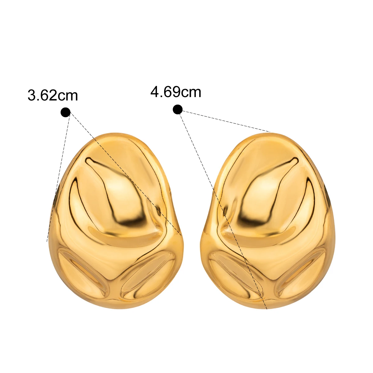 Yori Fashionable Irregular Oval Glossy Hammer Earrings Prevent Allergy Waterproof Attractive Jewelry Accessories 2024